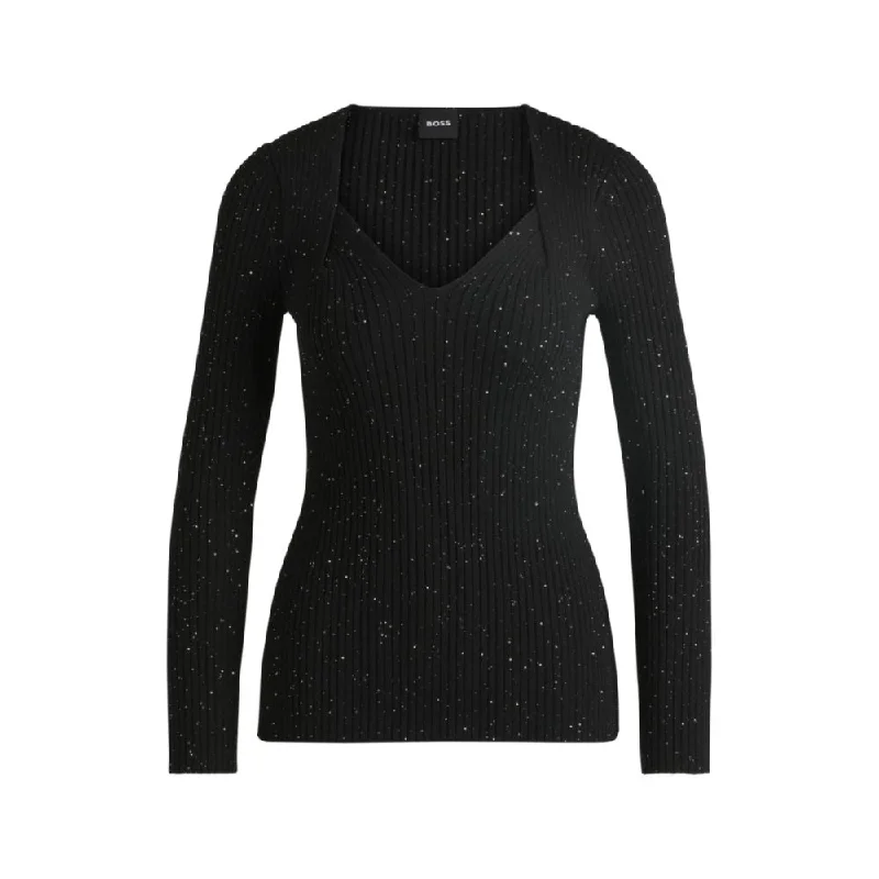 Ribbed sweater with sequin embellishments