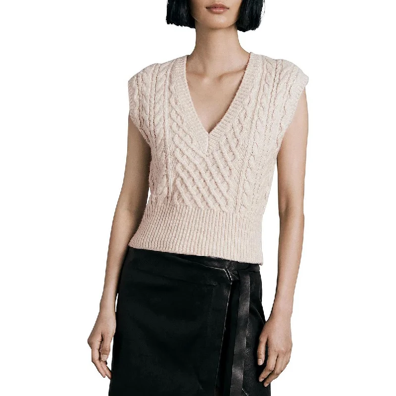 Rag & Bone Womens Elizabeth Wool Blend Cropped Sweater Vest