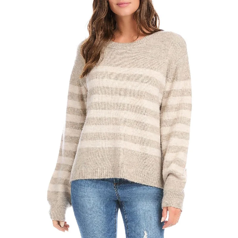 Karen Kane Womens Striped Knit Crewneck Sweater