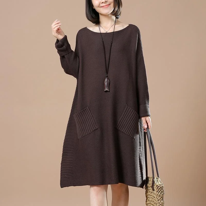 Chocolate oversized sweaters women winter dresses