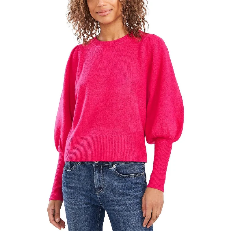 CeCe Womens   Ribbed Puff Sleeve Pullover Sweater