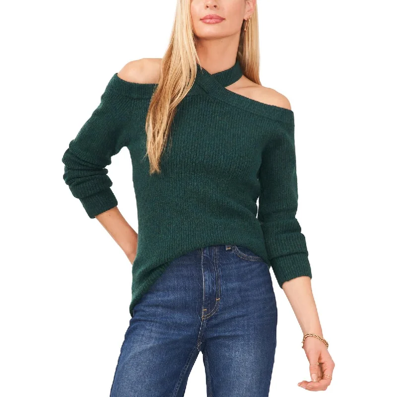 Sam and Jess Womens Cold Shoulder Knit Pullover Sweater