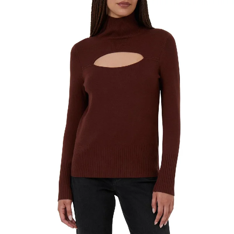 French Connection Womens Cutout Ribbed Trim Turtleneck Sweater