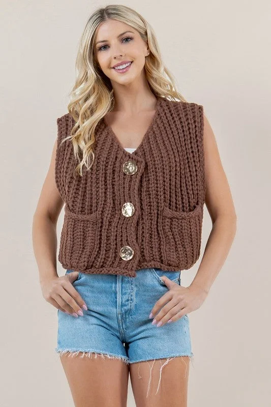 Solid Round Neck Sweater Vest