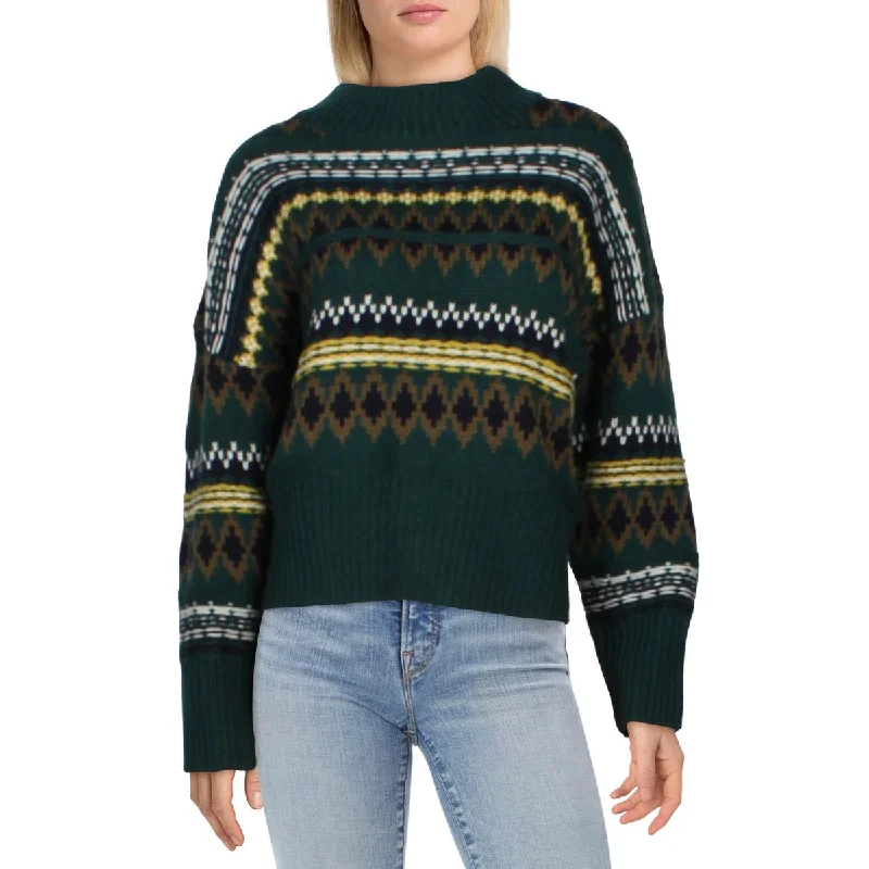 Rag & Bone Womens Willow All Over Fairisle Wool Knit Mock Sweater