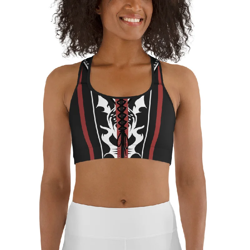Elegant Wear Cowgirl Red & Black Sports Bra