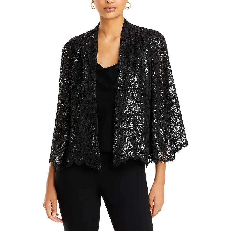 Free And Casual Delilah Womens Lace Sequined Open-Front Blazer