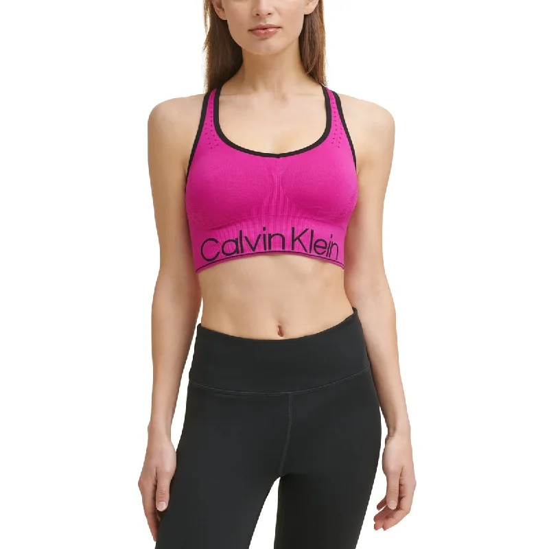 Calvin Klein Women's Performance Mid Impact Sports Bra Pink Size X-Small