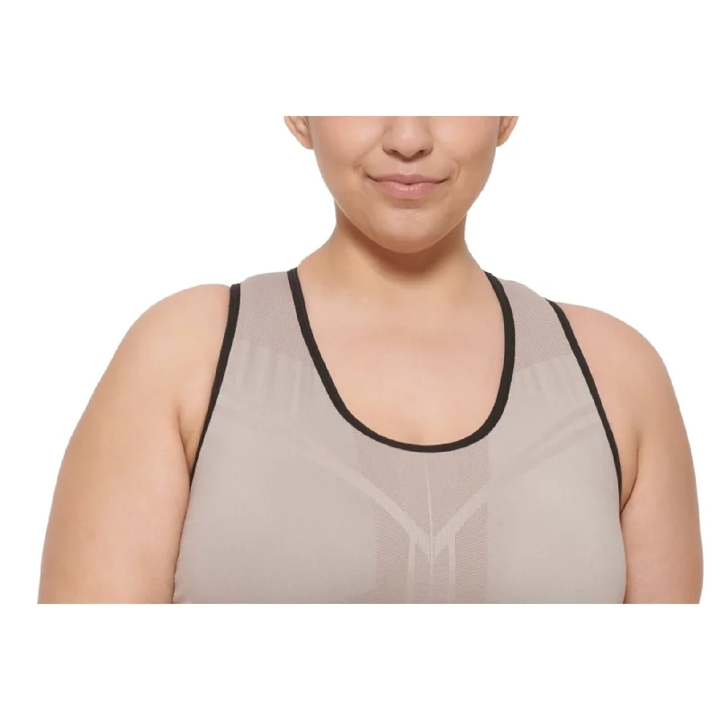 Calvin Klein Women's Performance Reversible Medium Impact Sports Bra Brown Size 2X