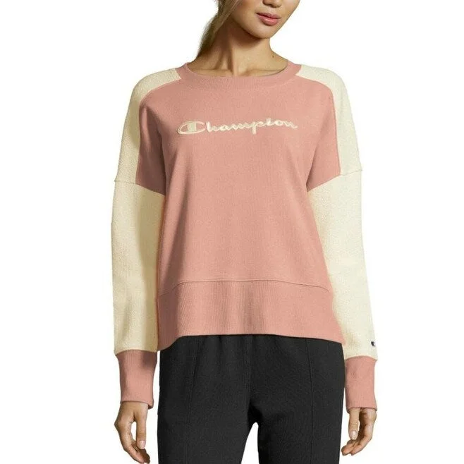 Sexy Fun Champion Women's Heritage Cotton Mixed Texture Sweatshirt Pink