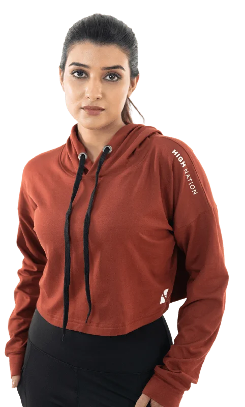 Sports Design Woody Brown Cozy Cropped Hoodie