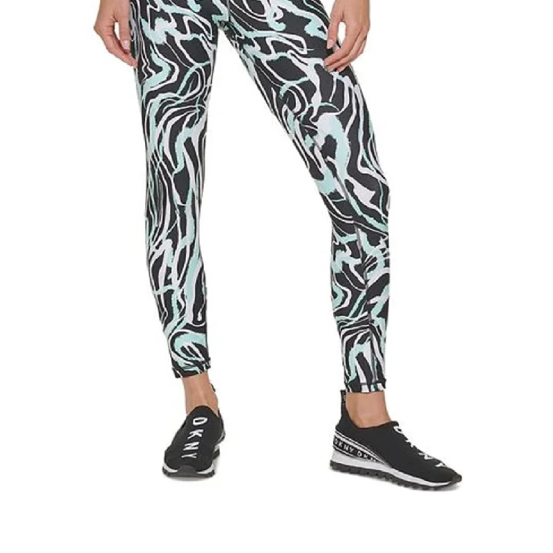 Dkny Women's Sport Marble Print 7/8 Leggings Blue Size Small