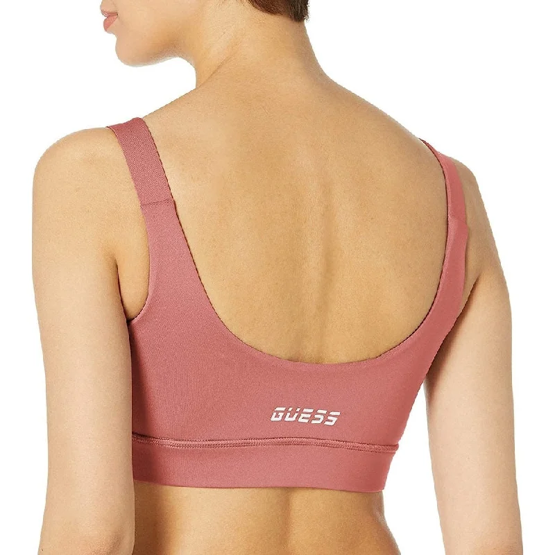 Comfortable And Cold-proof Guess Women's Lace Up Active Sports Bra Pink Size Medium