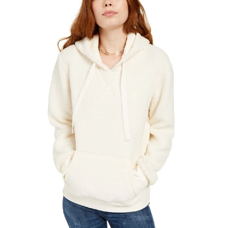 Hippie Rose Junior's Sherpa Hoodie White Size X-Large