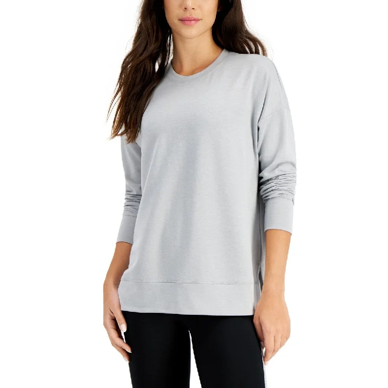 ID Ideology Women's Crewneck Slit Side Top Gray Size XX-Large - XXL