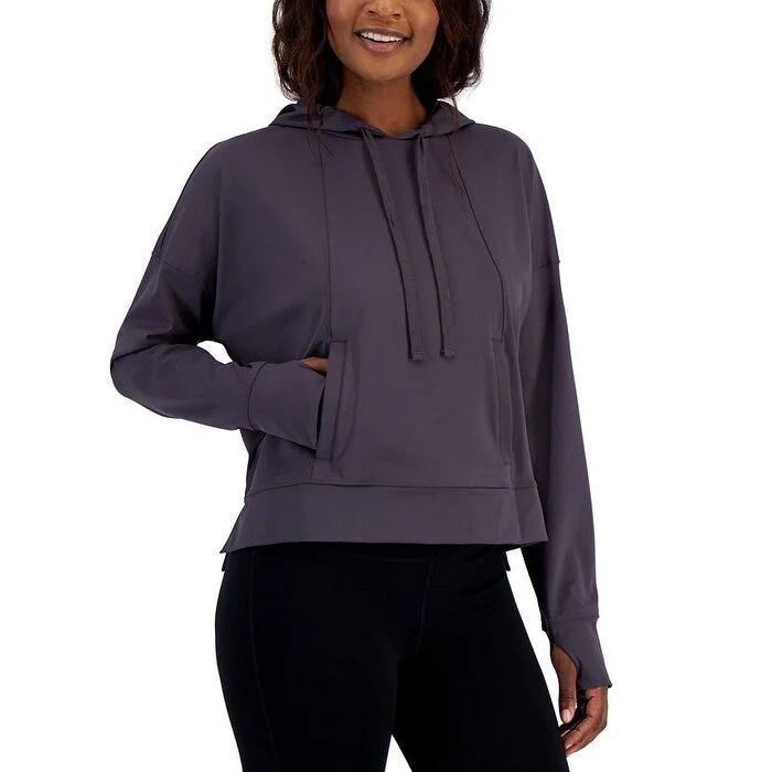 ID Ideology Women's Relaxed Solid Techy Hoodie Gray Size Large