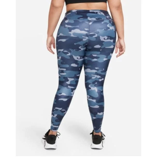 Nike Women's Dri Fit Mid Rise Camo Print Leggings Blue Size 2X