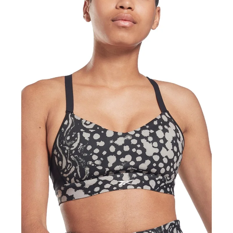 Reebok Women's Lux Medium Impact Strappy Back Sports Bra Black Size Medium - M