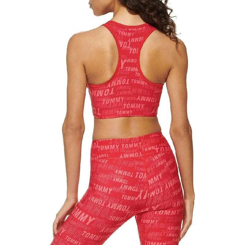 Fashion Innovation Tommy Hilfiger Women's Low Impact Monogram Sports Bra Red Size Medium