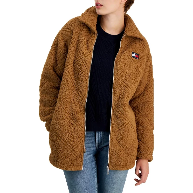 Tommy Jeans Womens Short Warm Faux Fur Coat