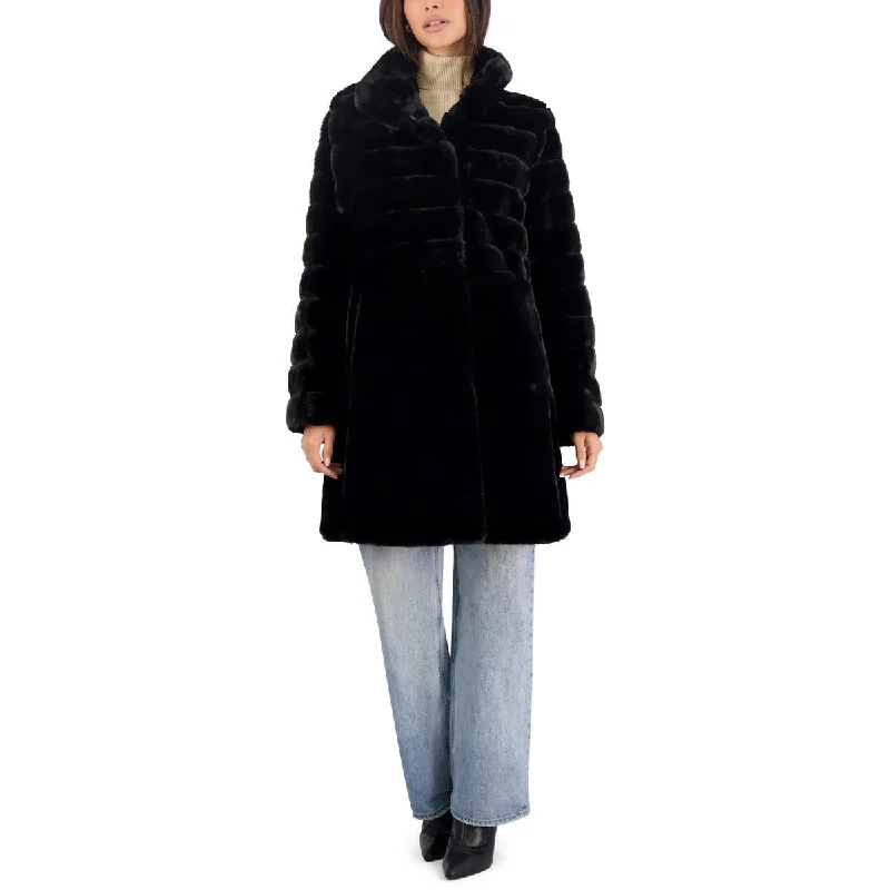 Vince Camuto Womens Cold Weather Cozy Faux Fur Coat