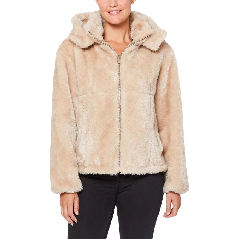 Vince Camuto Womens Lightweight Reversible Faux Fur Coat