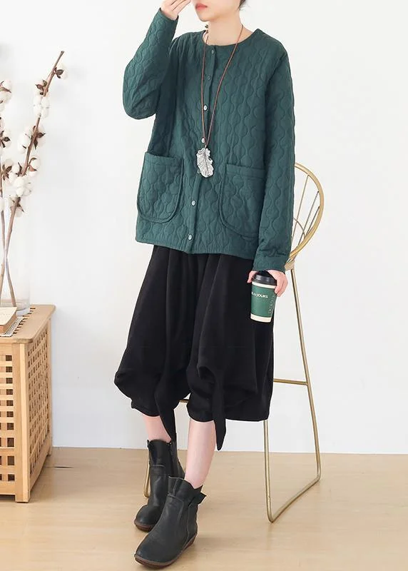 winter women blackish green warm quilted jacket cotton thick short coat