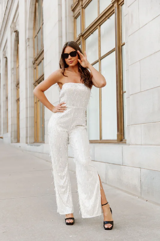 GEMMA SEQUIN JUMPSUIT IN IVORY