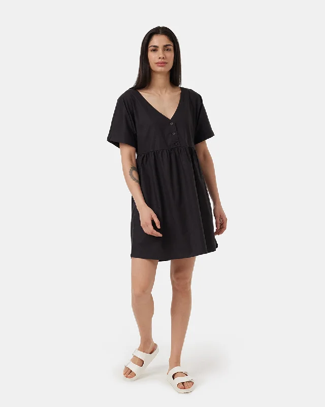 Hemp Button Front Swing Dress