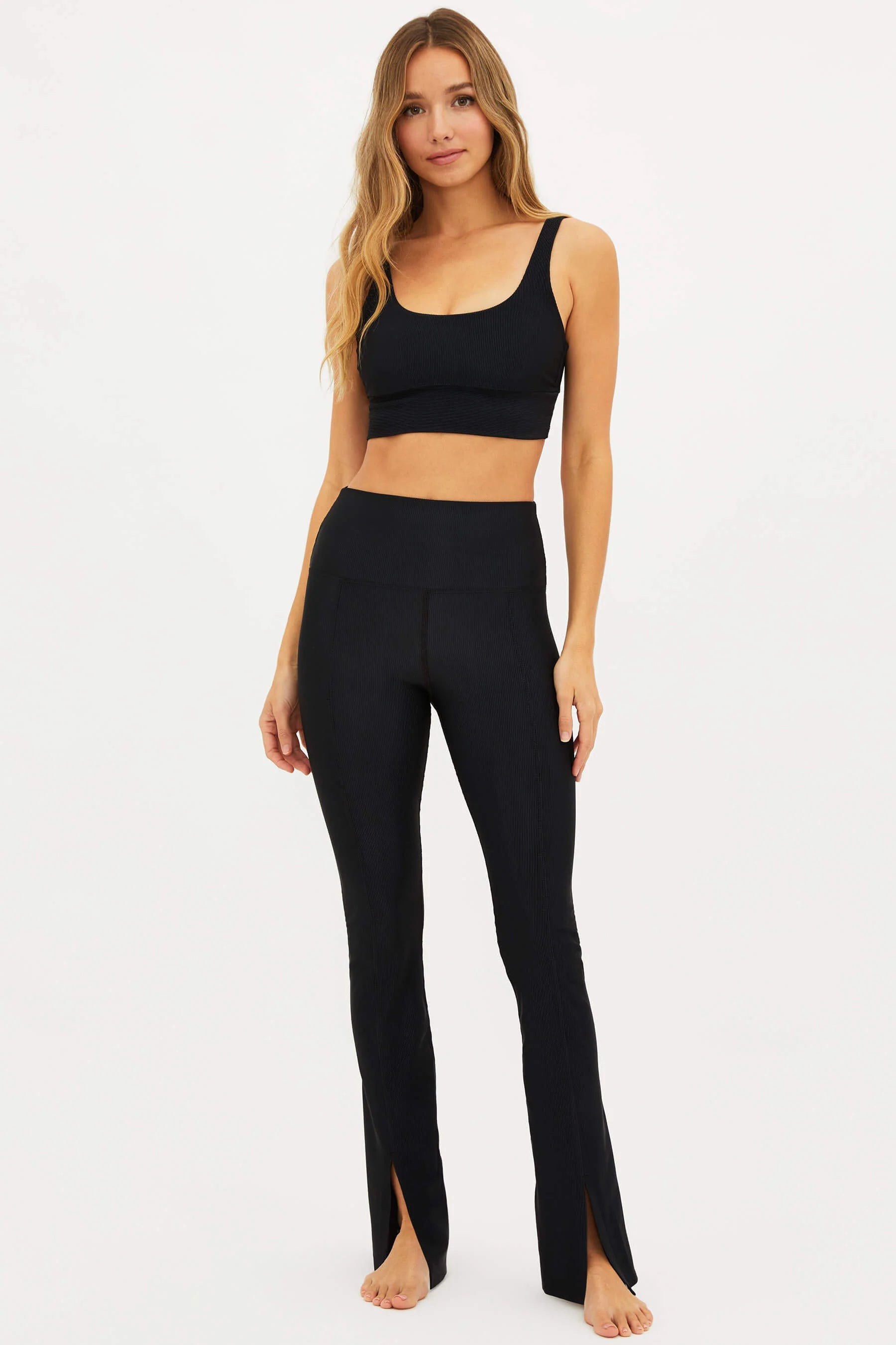 Beach Riot Women's Alani Flared Legging Pants - Ribbed Black