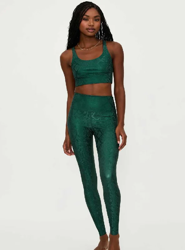 Beach Riot Women's Piper High Waist Faux Leather Leggings - Pine Python Green