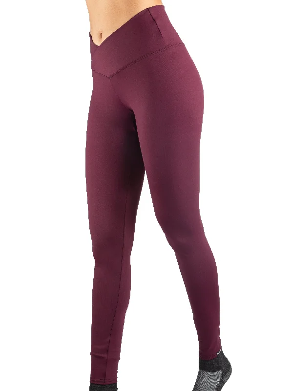 Burgundy Cross Over Waistband Legging