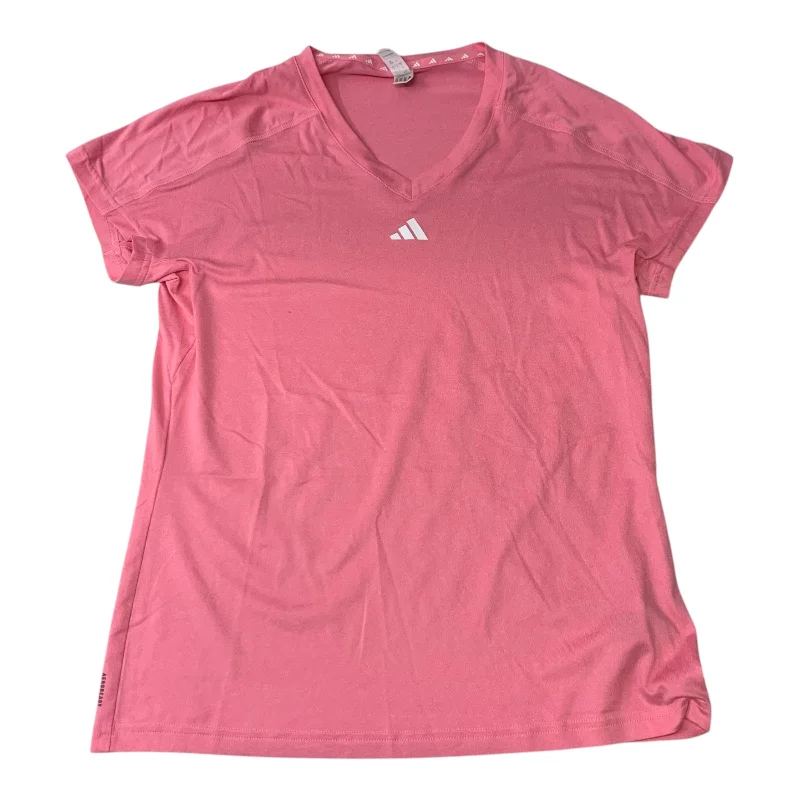 Athletic Top Short Sleeve By Adidas In Pink, Size: M