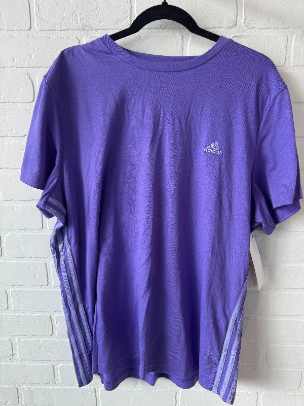 Athletic Top Short Sleeve By Adidas In Purple, Size: Xl