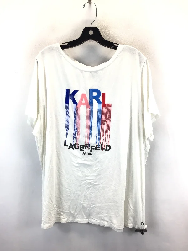 Athletic Top Short Sleeve By Karl Lagerfeld In White, Size: 2x