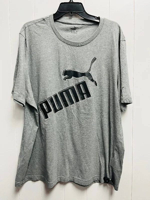 Athletic Top Short Sleeve By Puma In Grey, Size: Xxl