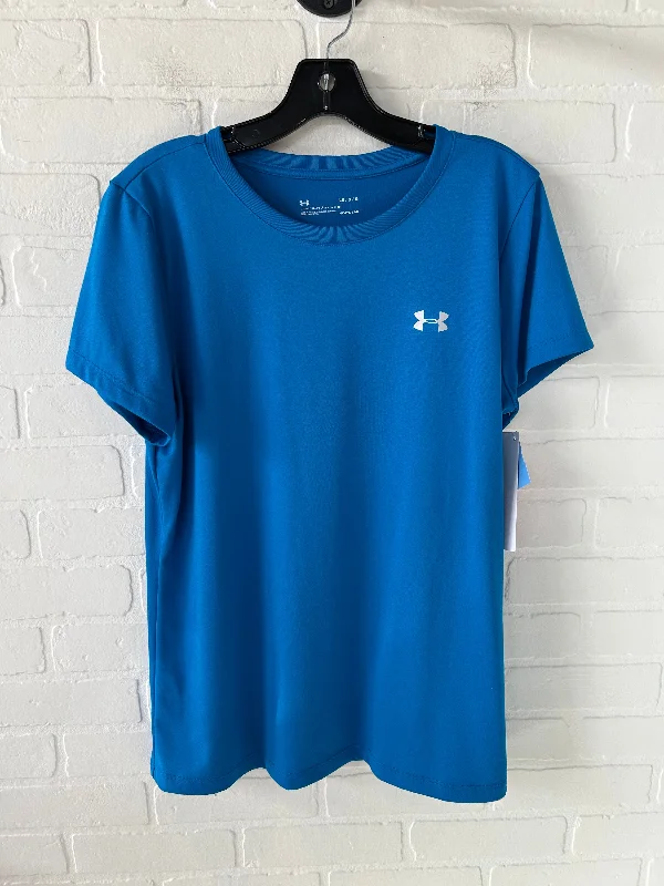 Athletic Top Short Sleeve By Under Armour In Blue, Size: L