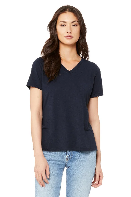 Bella + Canvas Womens Short Sleeve V-Neck T-Shirt - Solid Navy Blue