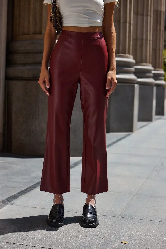 Hayden Burgundy Faux Leather Pants