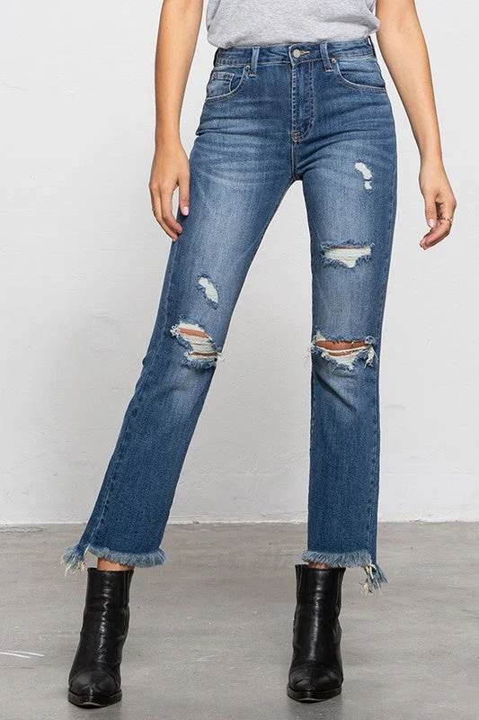 High Waisted Frayed Jeans