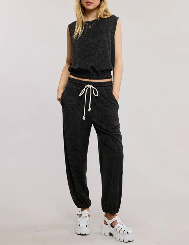 Kate Charcoal Knit Jogger Pants