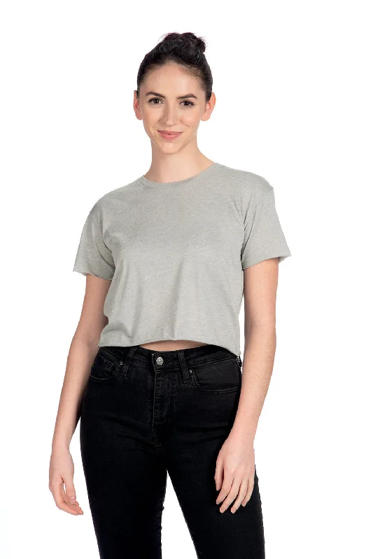 Next Level Womens Festival Cali Crop Short Sleeve Crewneck T-Shirt - Heather Grey