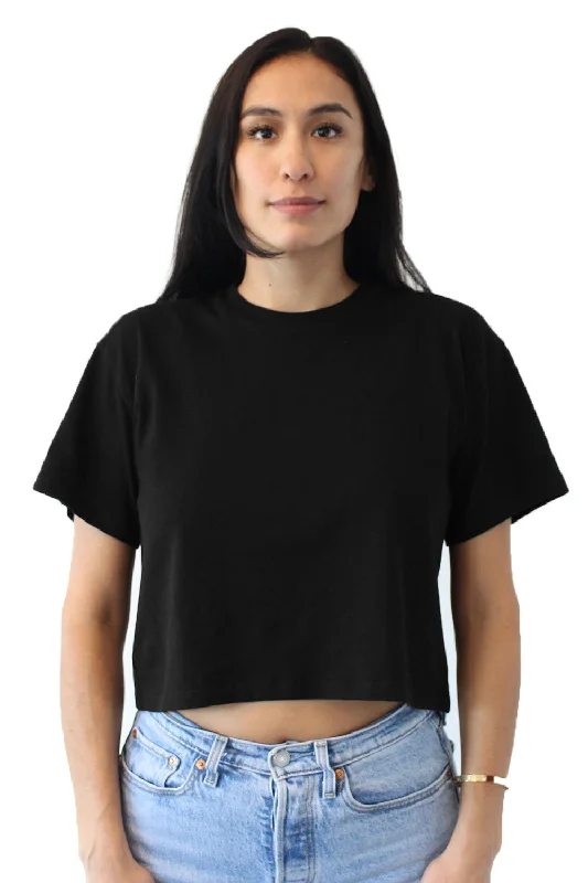 Next Level Womens Ideal Crop Short Sleeve Crewneck T-Shirt - Black