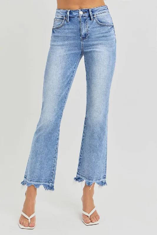 Risen High Rise Crop Straight Slim Denim