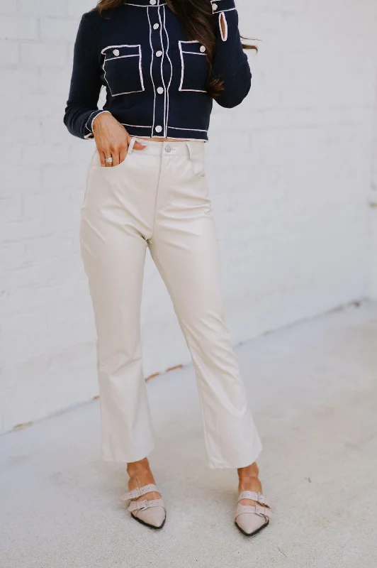 Rover Cropped Leather Pants-Oatmeal