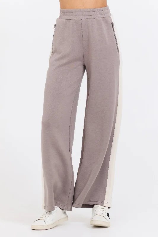 Taupe/ South Beach Sand Colorblock Cloud Fleece Pant