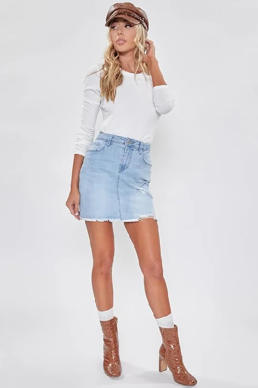 The Brinley Basic Mini Skirt with Frayed Hem