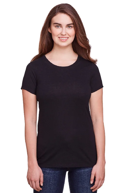 Threadfast Apparel Womens Short Sleeve Crewneck T-Shirt - Solid Black