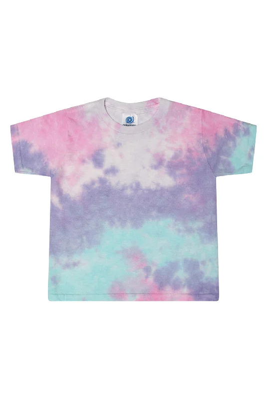 Tie-Dye Womens Cropped Short Sleeve Crewneck T-Shirt - Cotton Candy