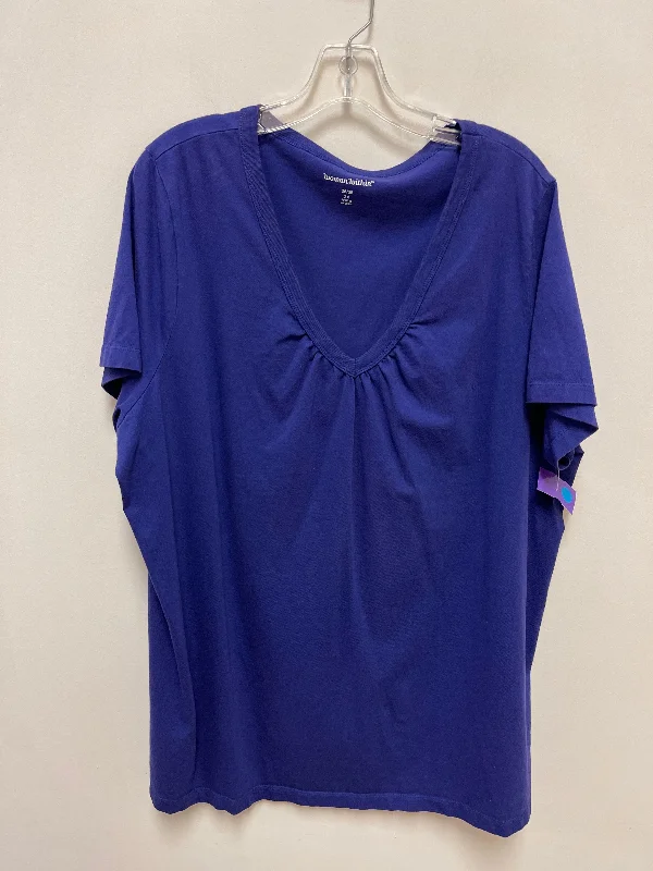 Top Short Sleeve Basic By Woman Within In Purple, Size: 2x